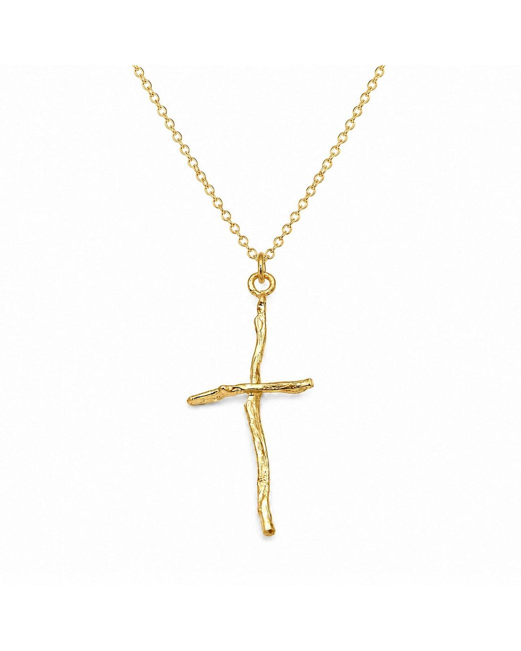 Mother Nature Jewelry Metallic Cross Branch Necklace, Handmade Tree Pendant