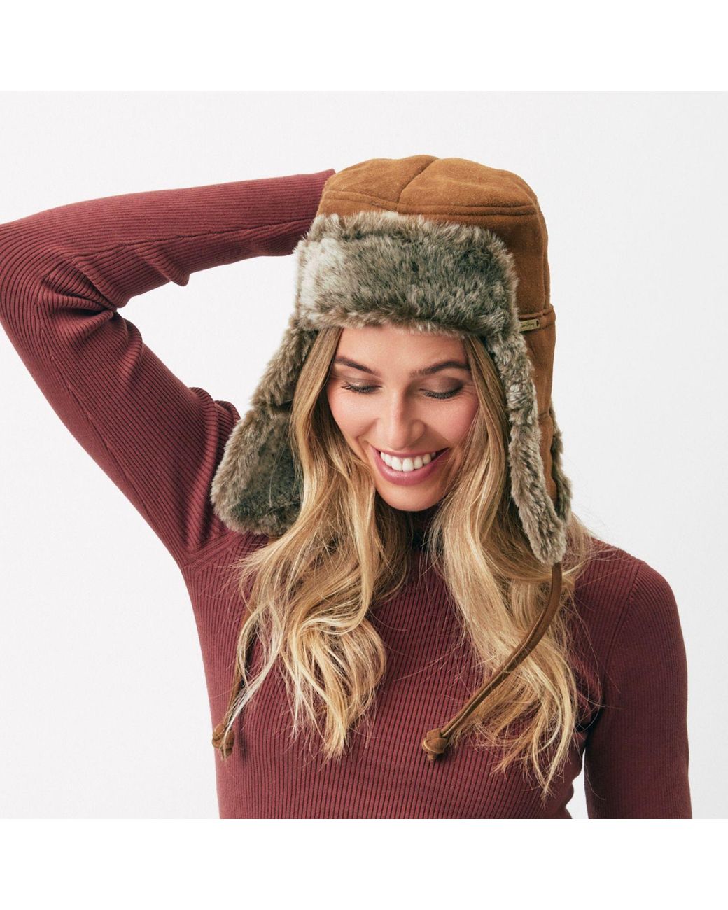 Owen Barry Brown Sheepskin Trapper Hat Ottoman Tan Garth