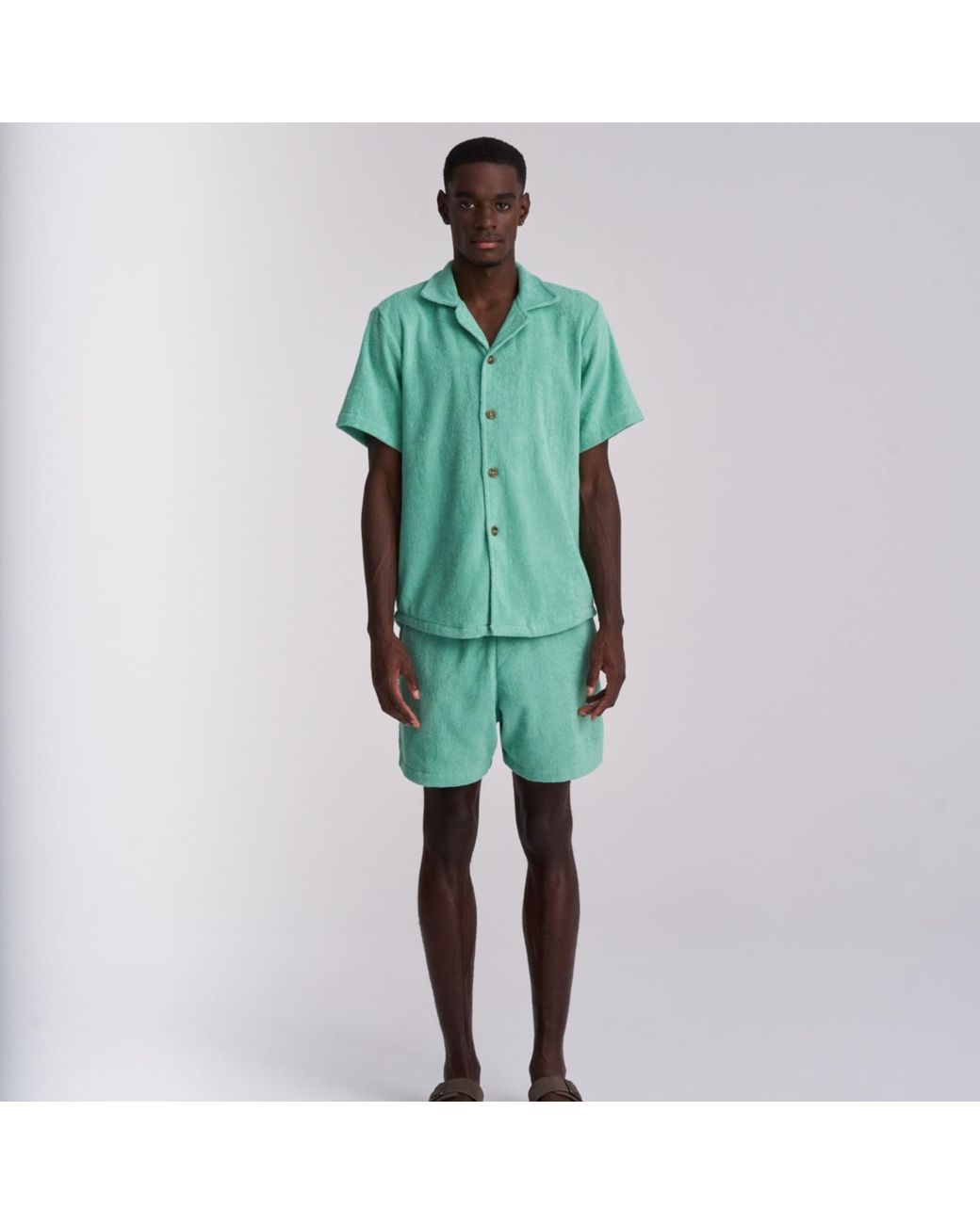 Little Mariner Green Sage Terry Shorts for men