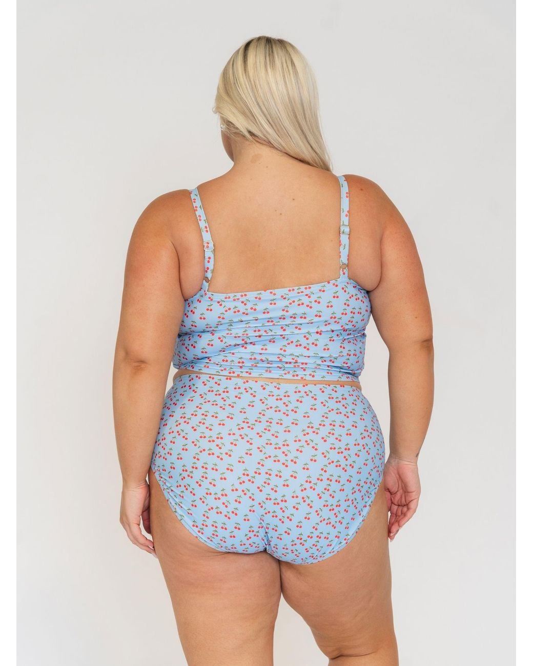 Lime Ricki Swimwear Blue Cherries High-Waist Bottom