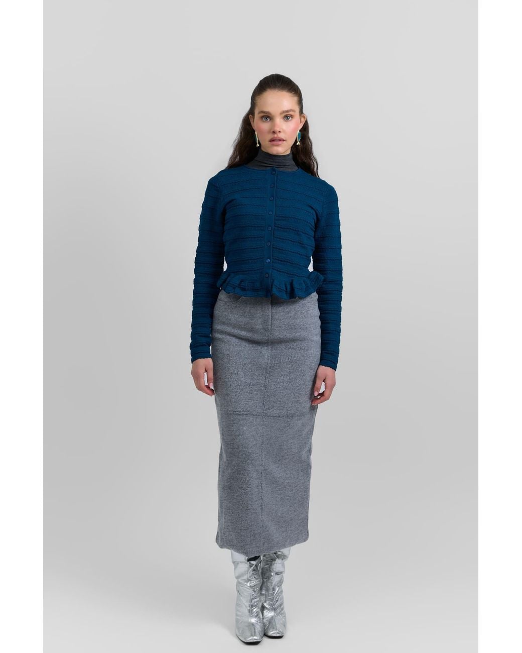 Rave on Trend Gray Classic Belted Skirt