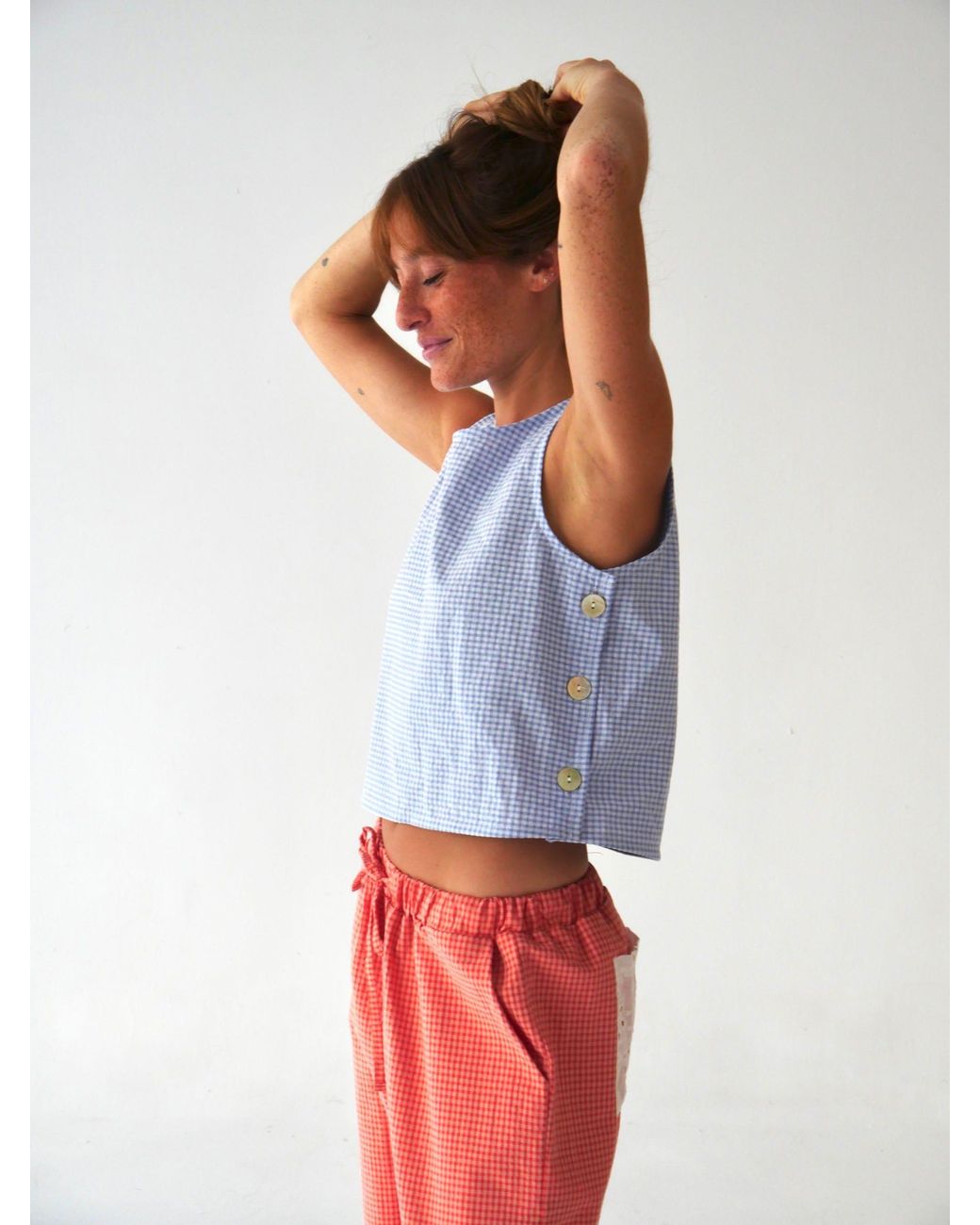 Mind Traveler Blue Claudia Sky Gingham Top
