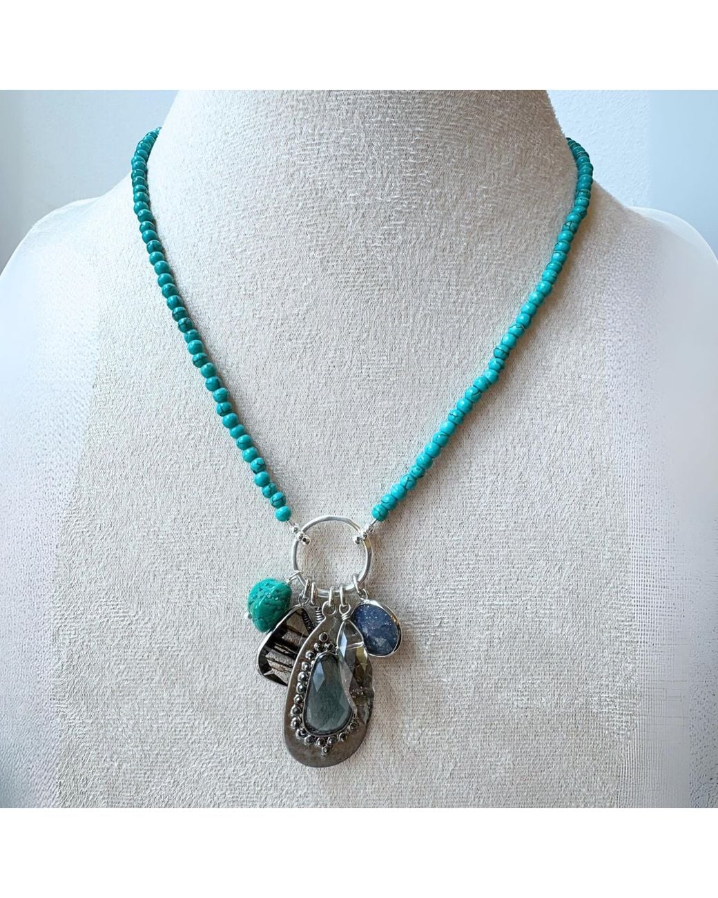 Rare Matters Jewelry Blue Radiance Charm & Coastal Teardrop Necklace