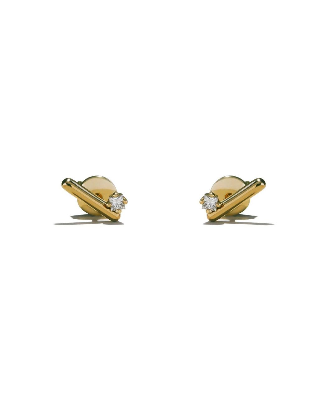 Onia Metallic Diamond Bar Studs