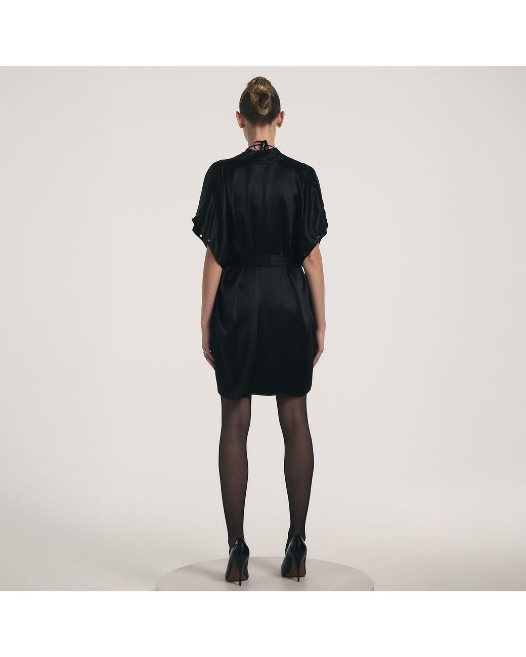 Lunatic Femme Black Stroke Of Midnight Silk Kimono Robe