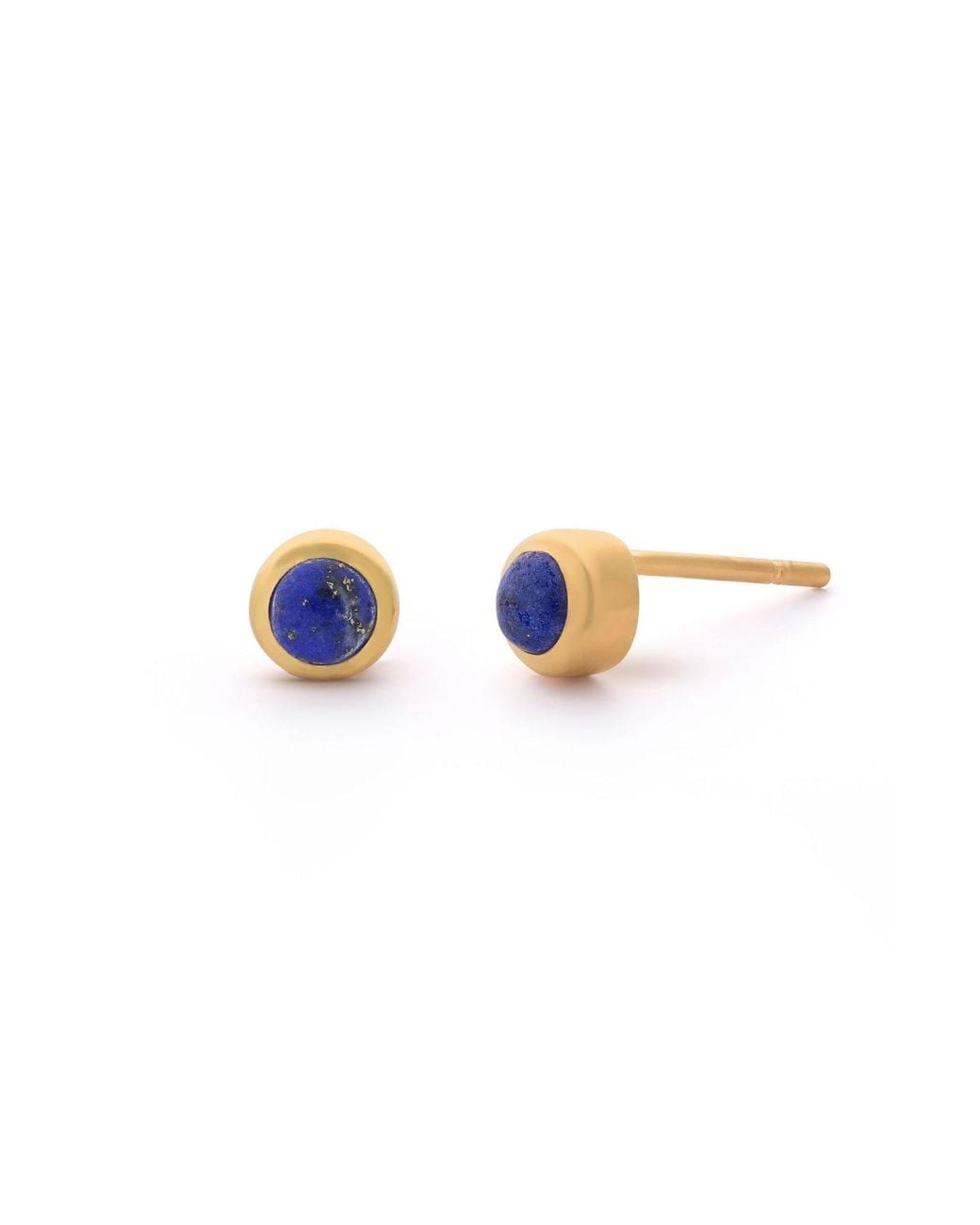 Nellou Jewellery Blue Lapis Mini Gem Dot September Birthstone Earrings Plated Sterling