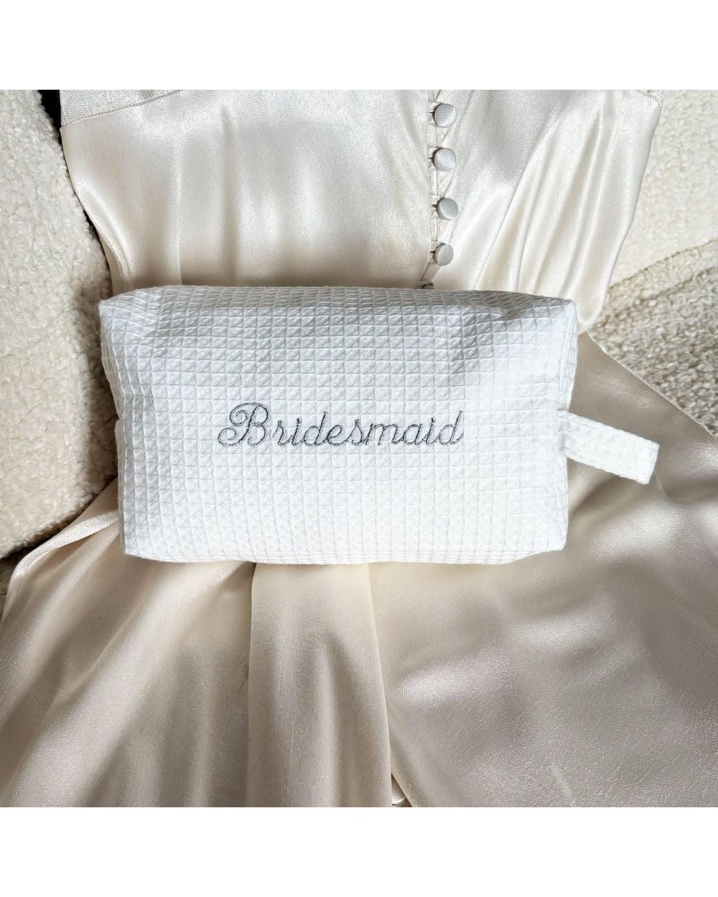 Lilly Loves White Embroidered Bridesmaid Makeup Bag