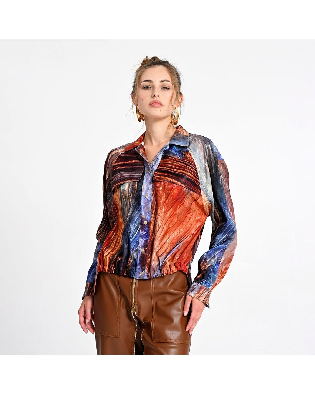 Lalipop Design Red Abstract Print Button-Down Shirt