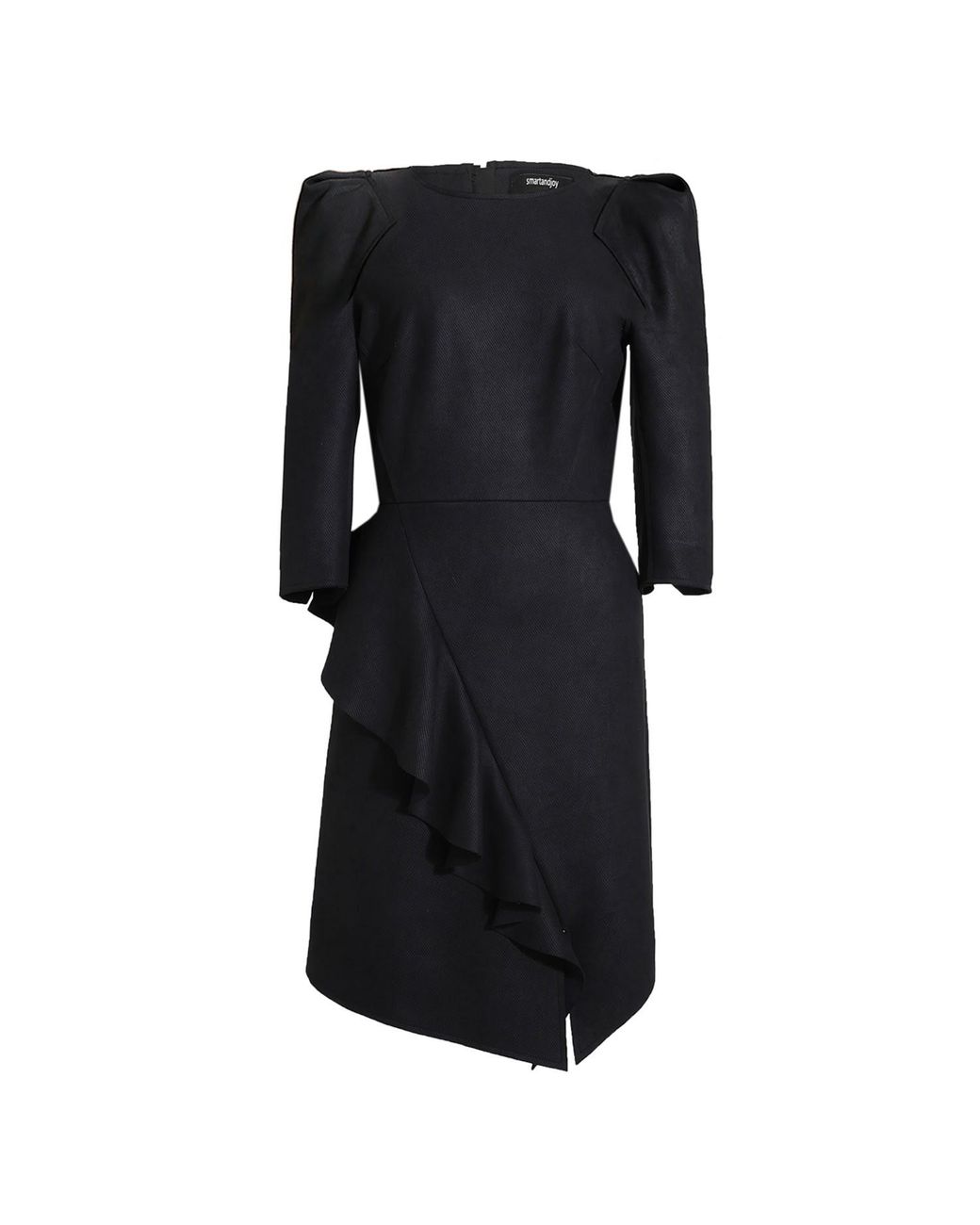 Smart and Joy Black Suede Structured Tailor Dress