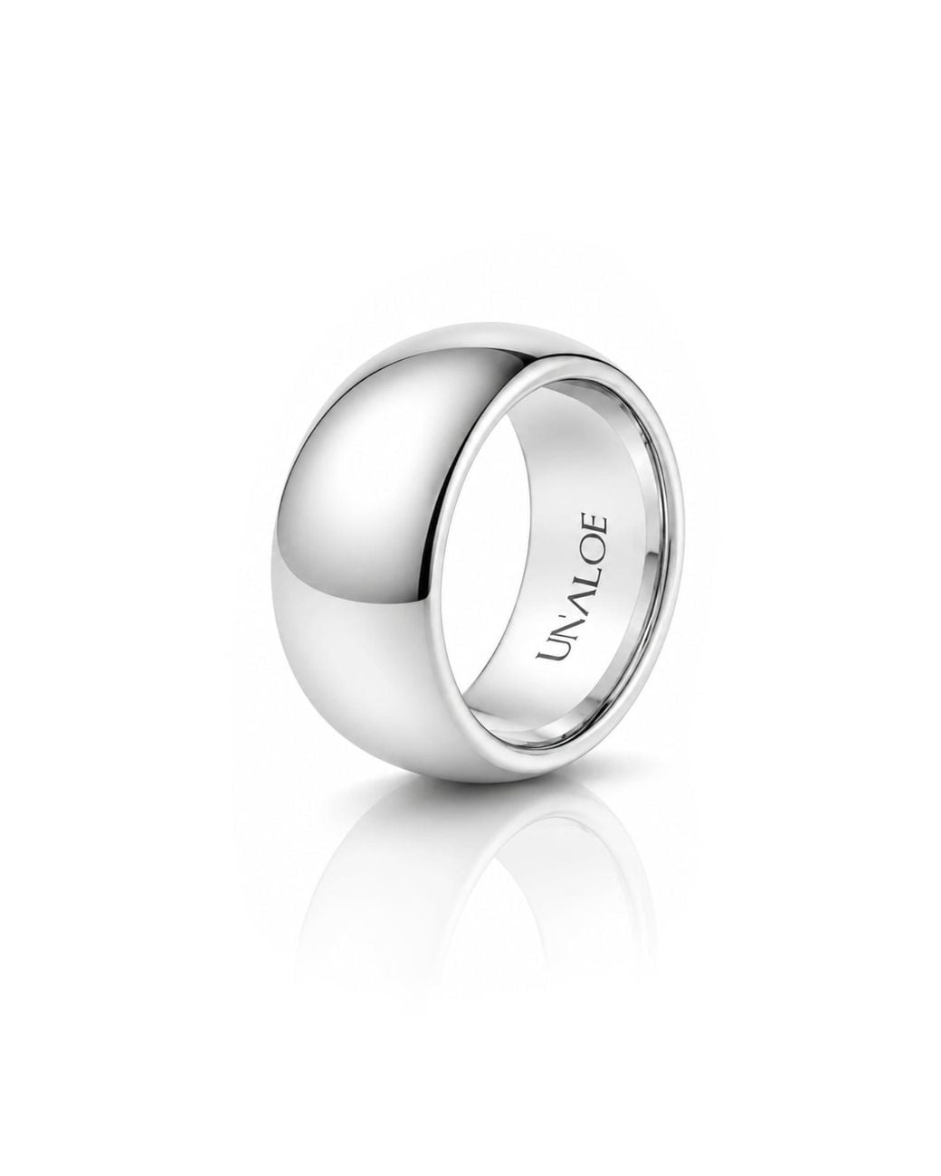 Unaloe Metallic Wide Smooth Domed Sterling Band: Bold Elegance for men