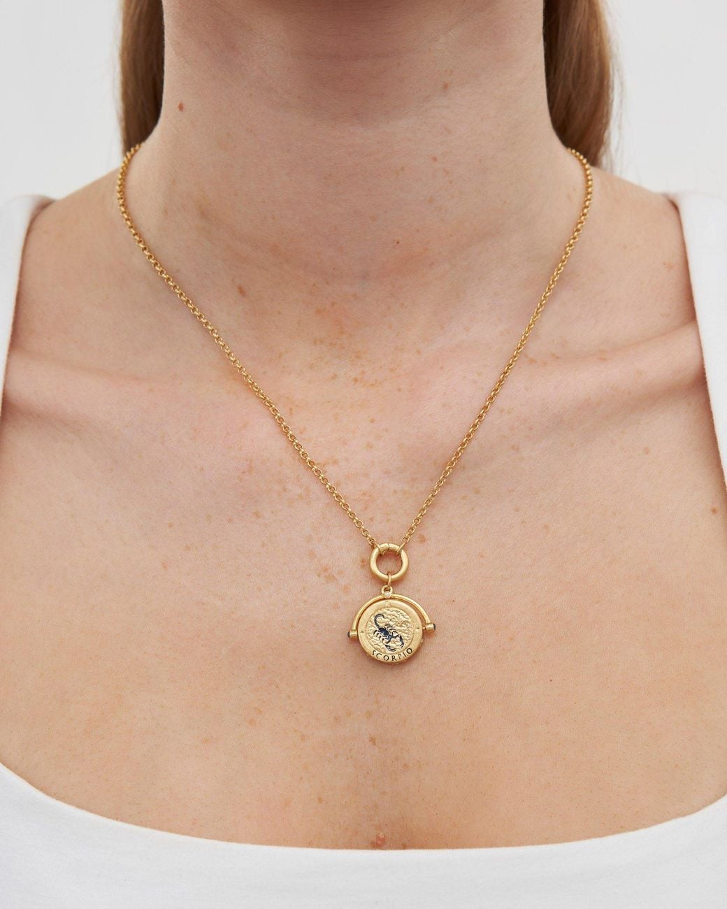Fable England Metallic Scorpio Zodiac Spinner Necklace
