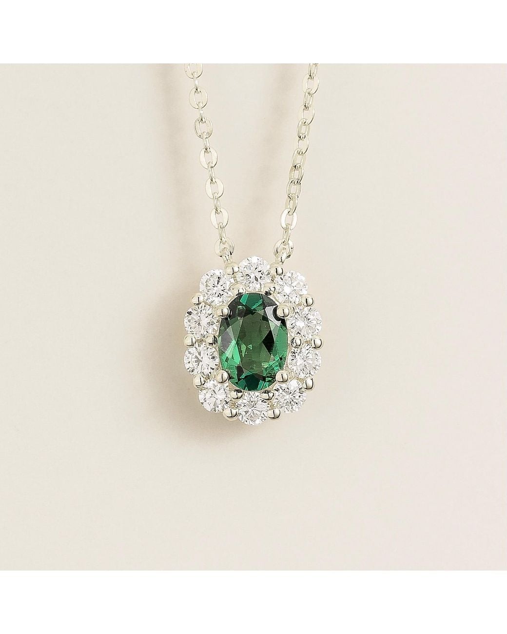 Juvetti Green Prill Necklace Set With Emerald & Diamond