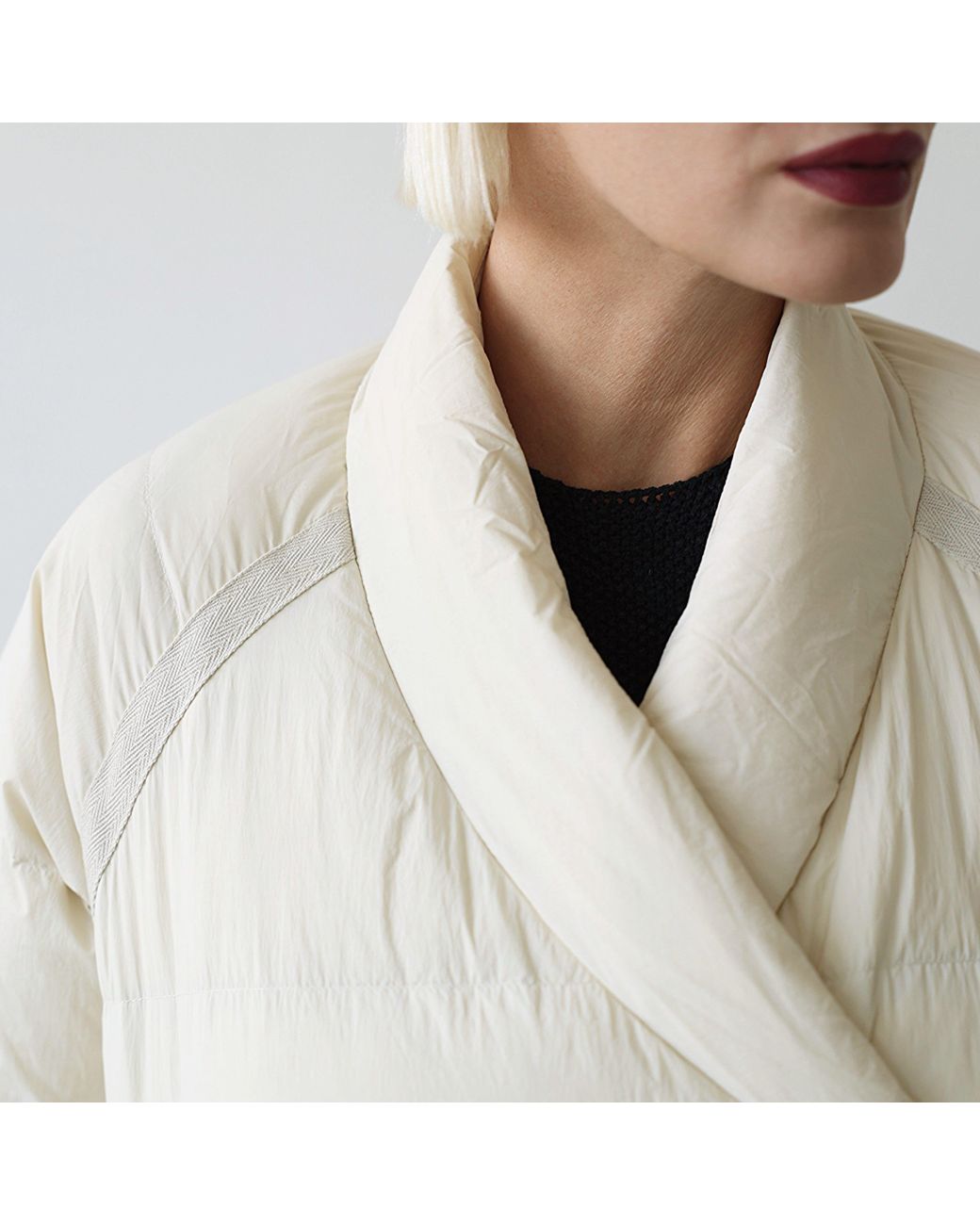 London Atelier Byproduct Natural Neutrals Quilted Wrap Down Jacket