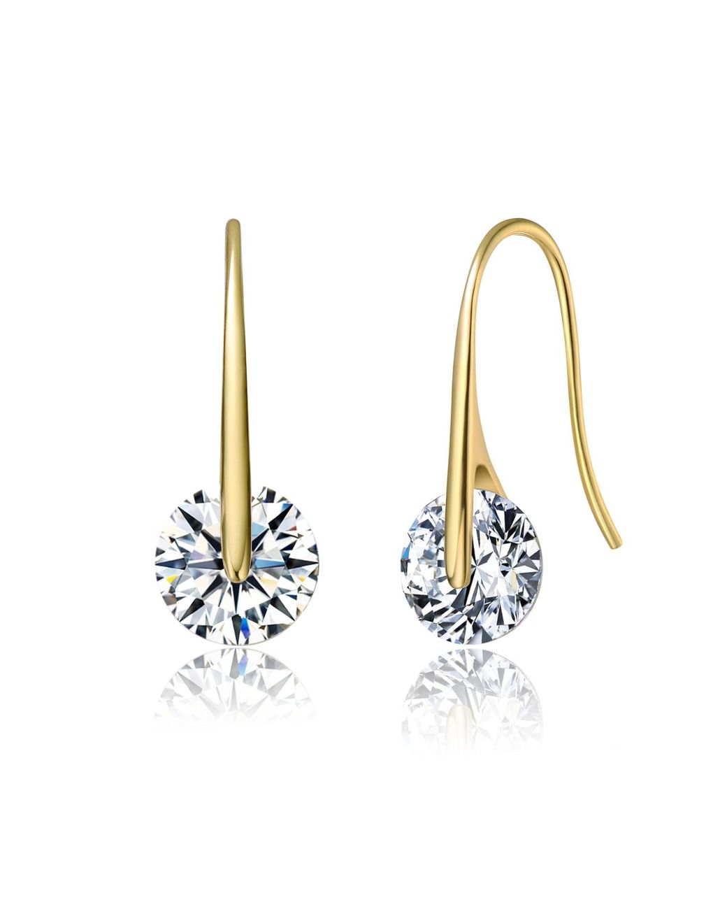 Genevive Jewelry Metallic Rachel Glauber Elegant Plated With Round Cubic Zirconia Hook Earrings