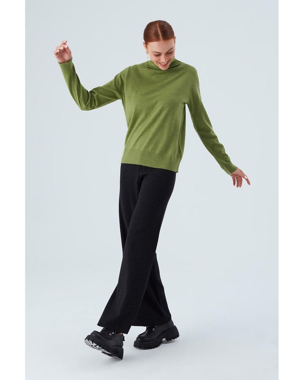 Peraluna Green Valeria Fine Turtleneck Pullover