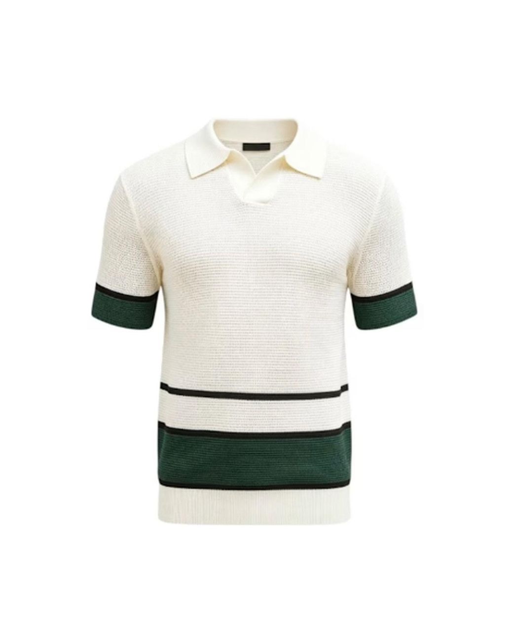 Vayla White Neutrals V-Neck Open Collar Knitted Shirt for men