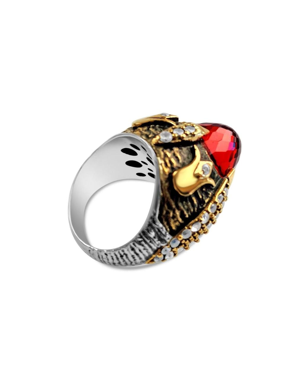 Bellus Domina Red Tulip Sterling 925 Synthetic Ruby & Cubic Zirconia Ring