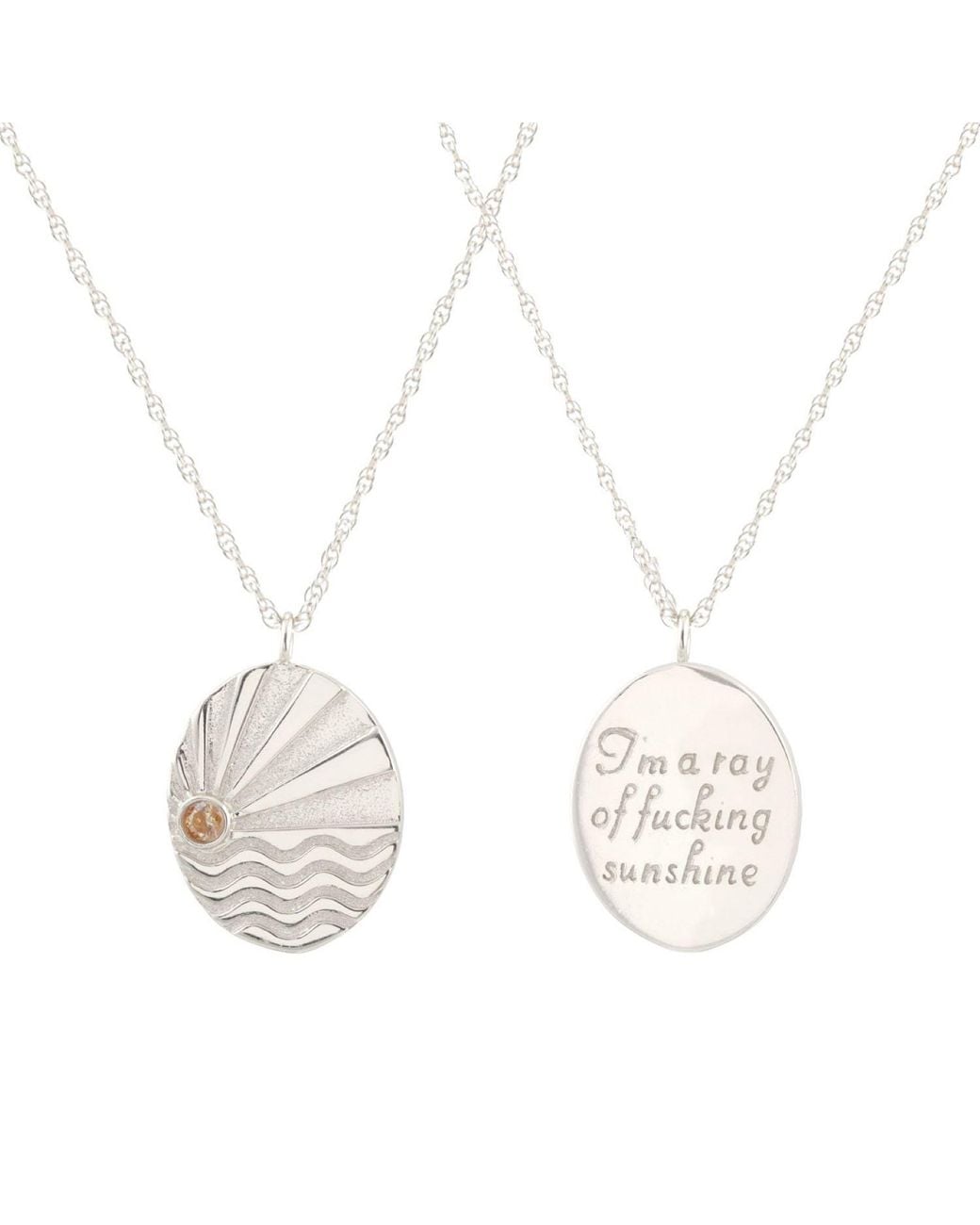 Kris Nations White Ray Of Sunshine Charm Necklace Sterling