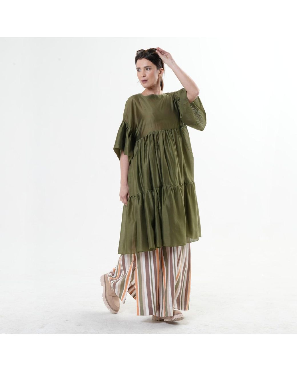 Metamorph Green Oversize Sheer Tunic