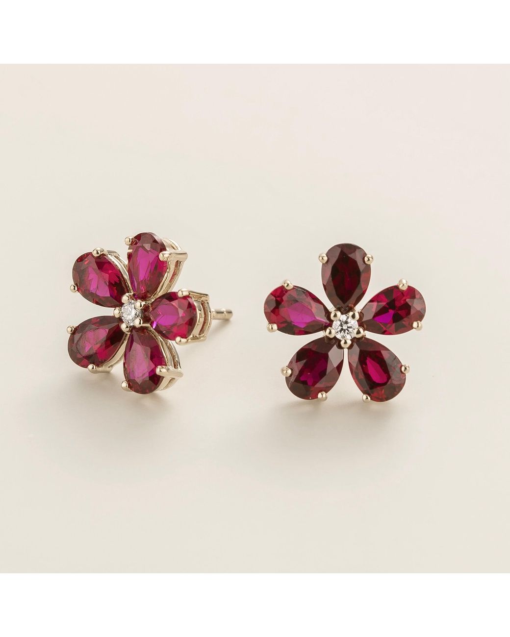 Juvetti Red Florea Earrings Ruby & Diamond