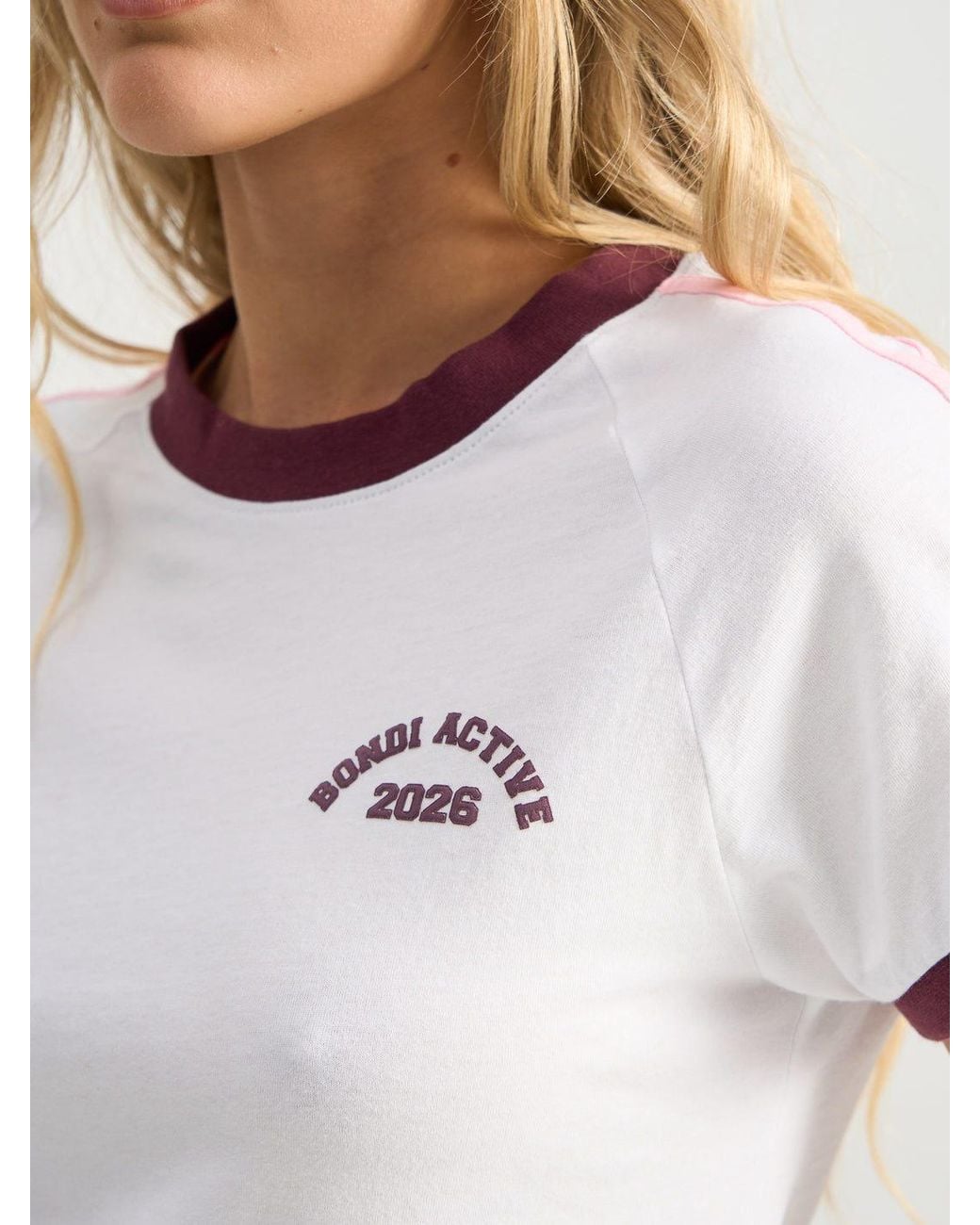 Bondi Active White Forma Varsity Ringer Tee
