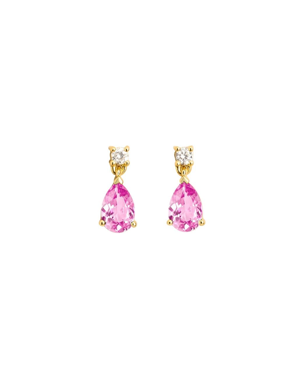 Juvetti Pink Pisa Sapphire & Diamond Pear Drop Earrings
