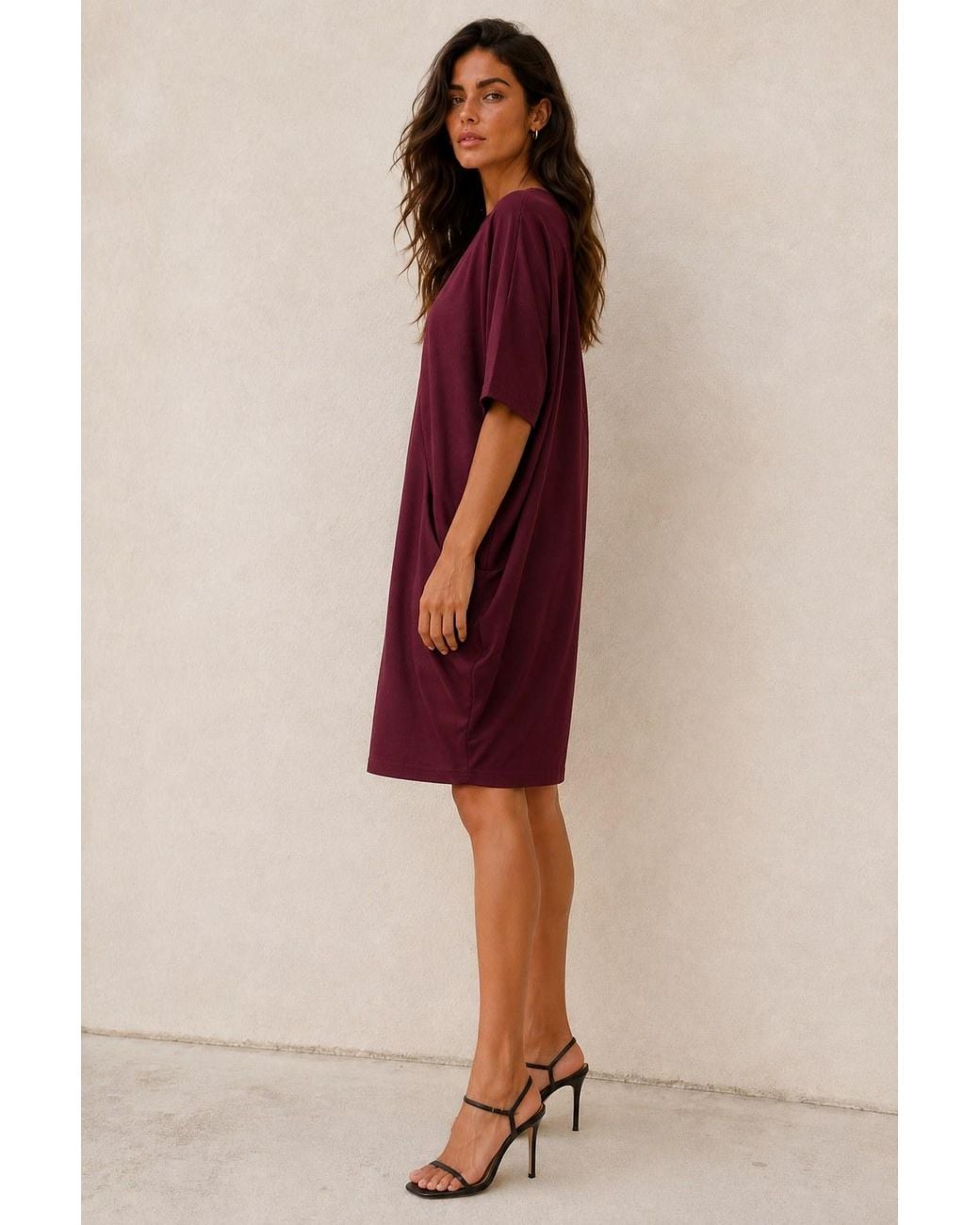 Conquista Purple Architectural Cocoon Jersey Dress