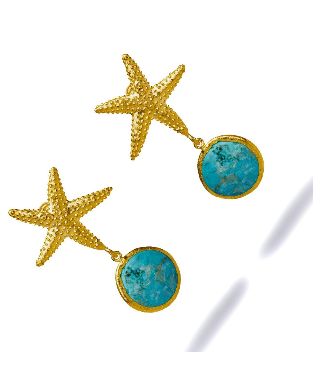 Ebru Jewelry Blue Majestic Starfish & Drop Earrings