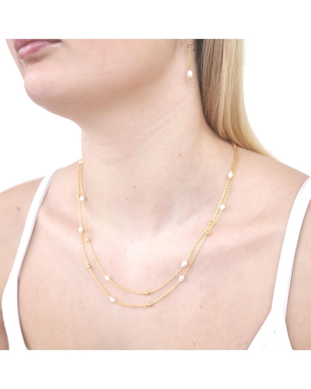 Linda Fiore Metallic Ava Double Pearl Necklace