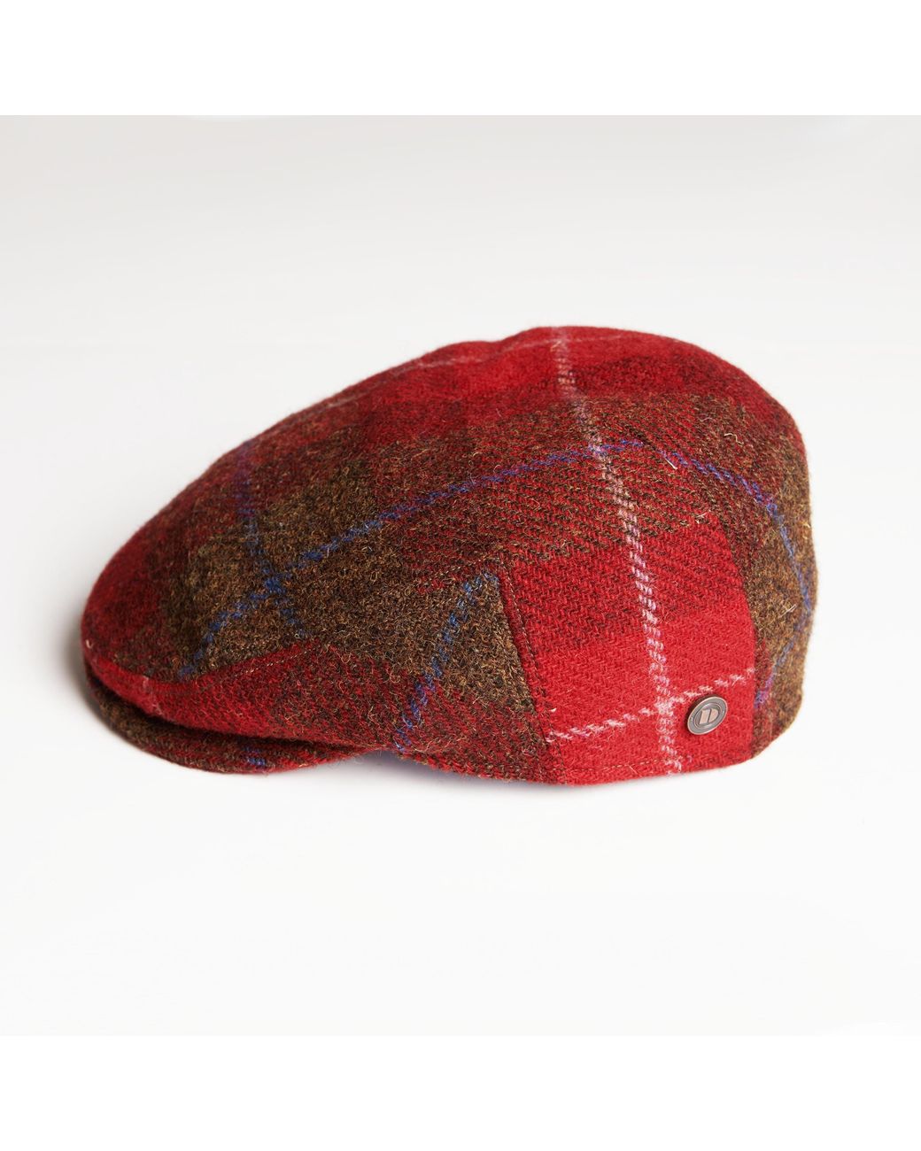 Dasmarca Hats Red Justin Lava Harris Tweed Flat Cap Made for men