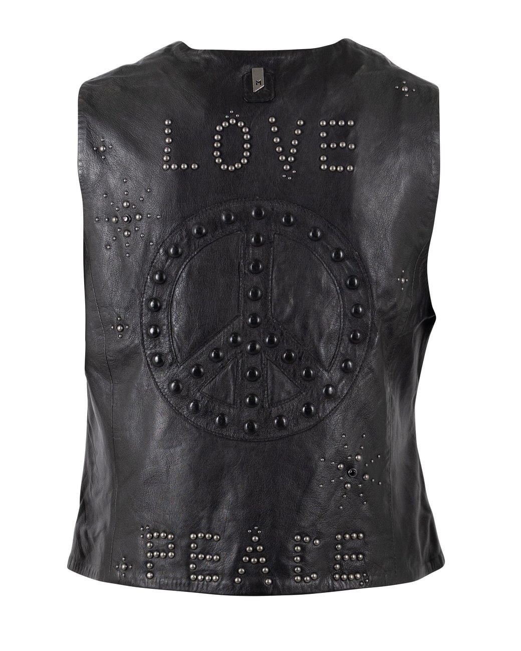 Mauritius Black Love & Peace Studded Leather Vest Harmony
