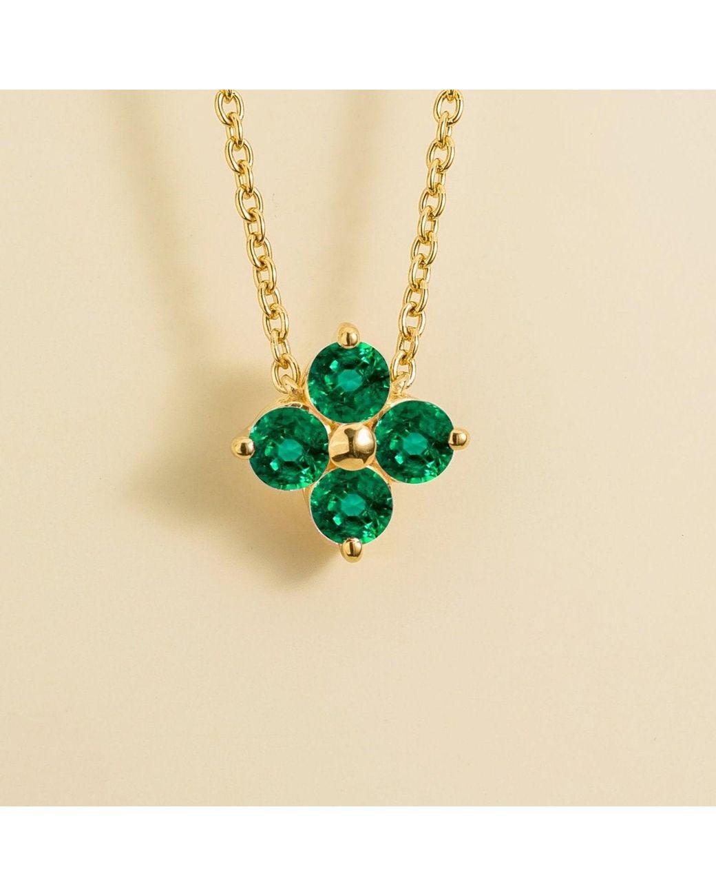 Juvetti Green Clover Emerald Necklace