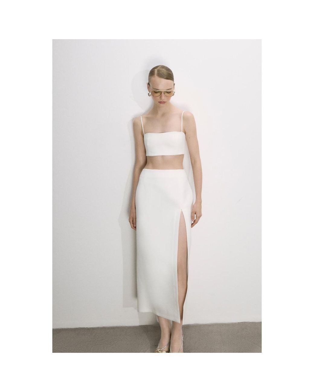 NAZLI CEREN White Lea Maxi Skirt