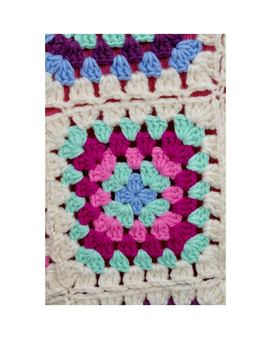 Ana Chic Red Multicolour Granny Square Handmade Crochet Cardigan