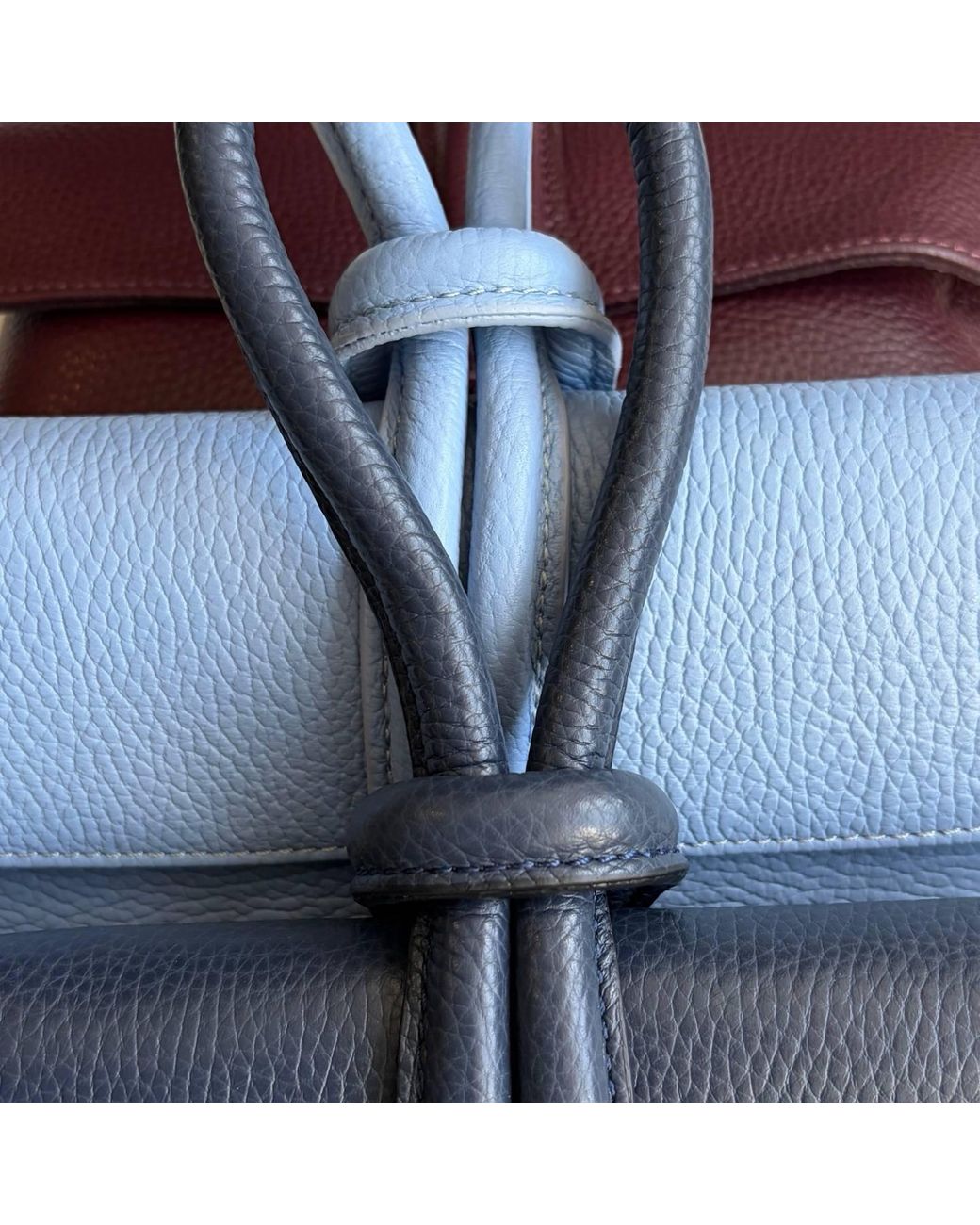 London Atelier Byproduct Blue Leather Loop Clutch Bag