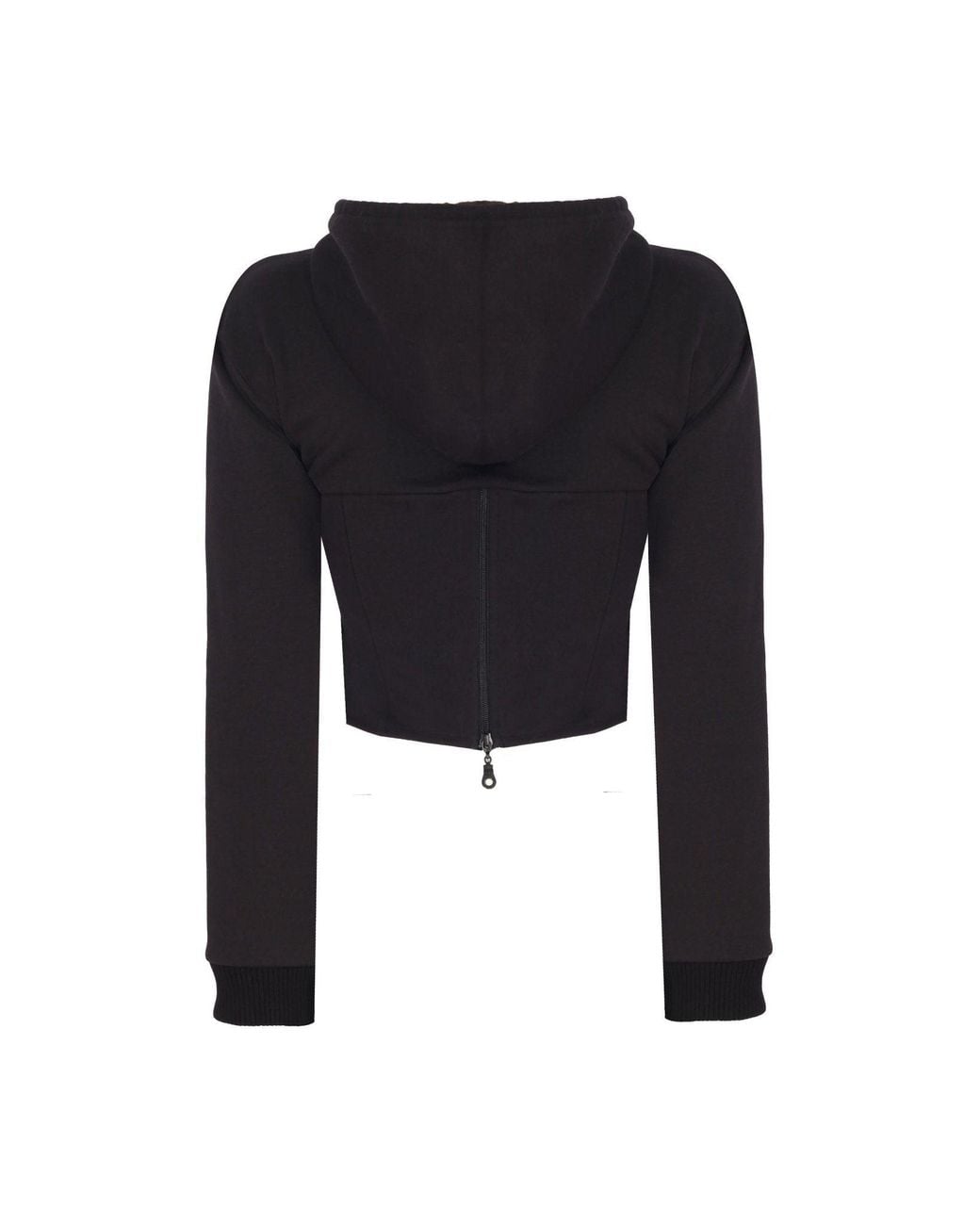 No'design Black Zip-Up Hoodie With Corset Detail