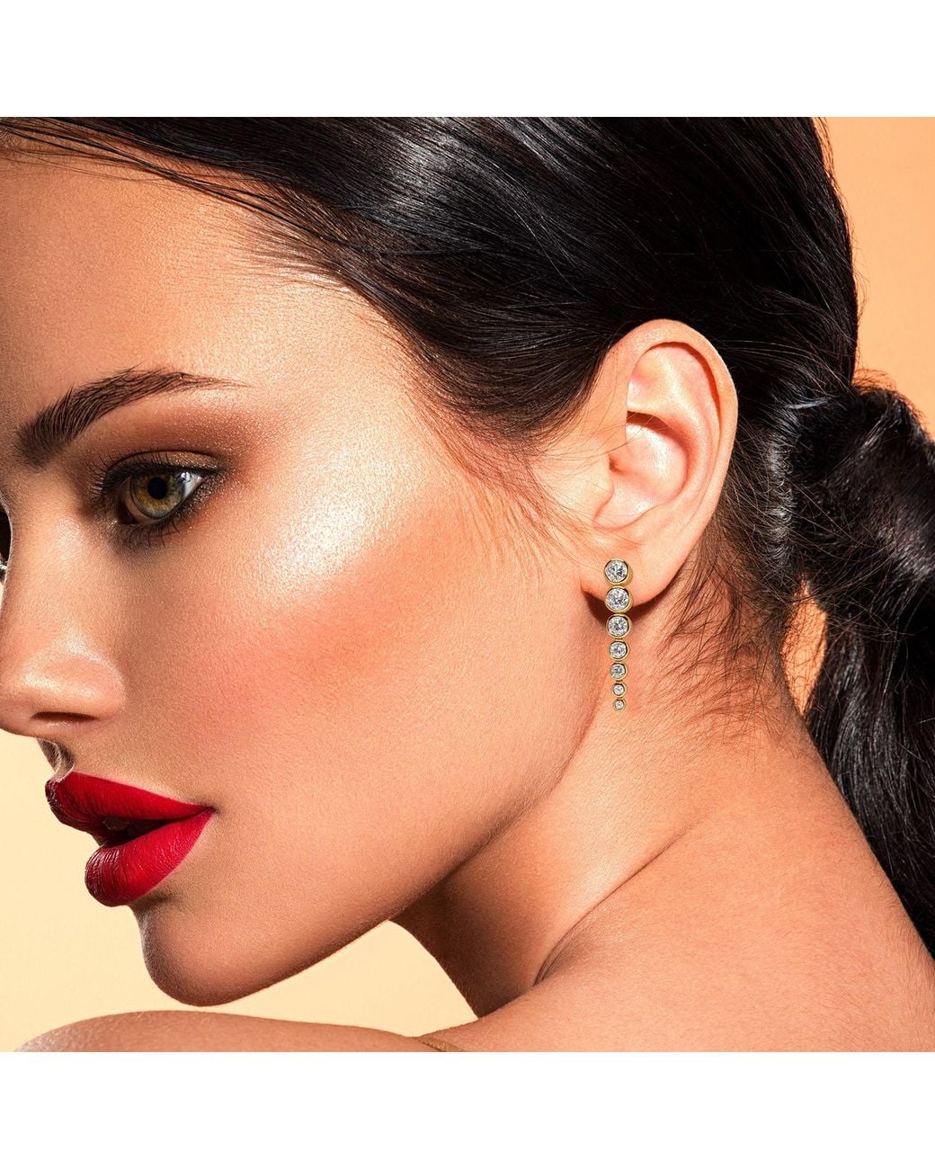 Meulien Metallic Graduated Bezel Set Chain Earrings
