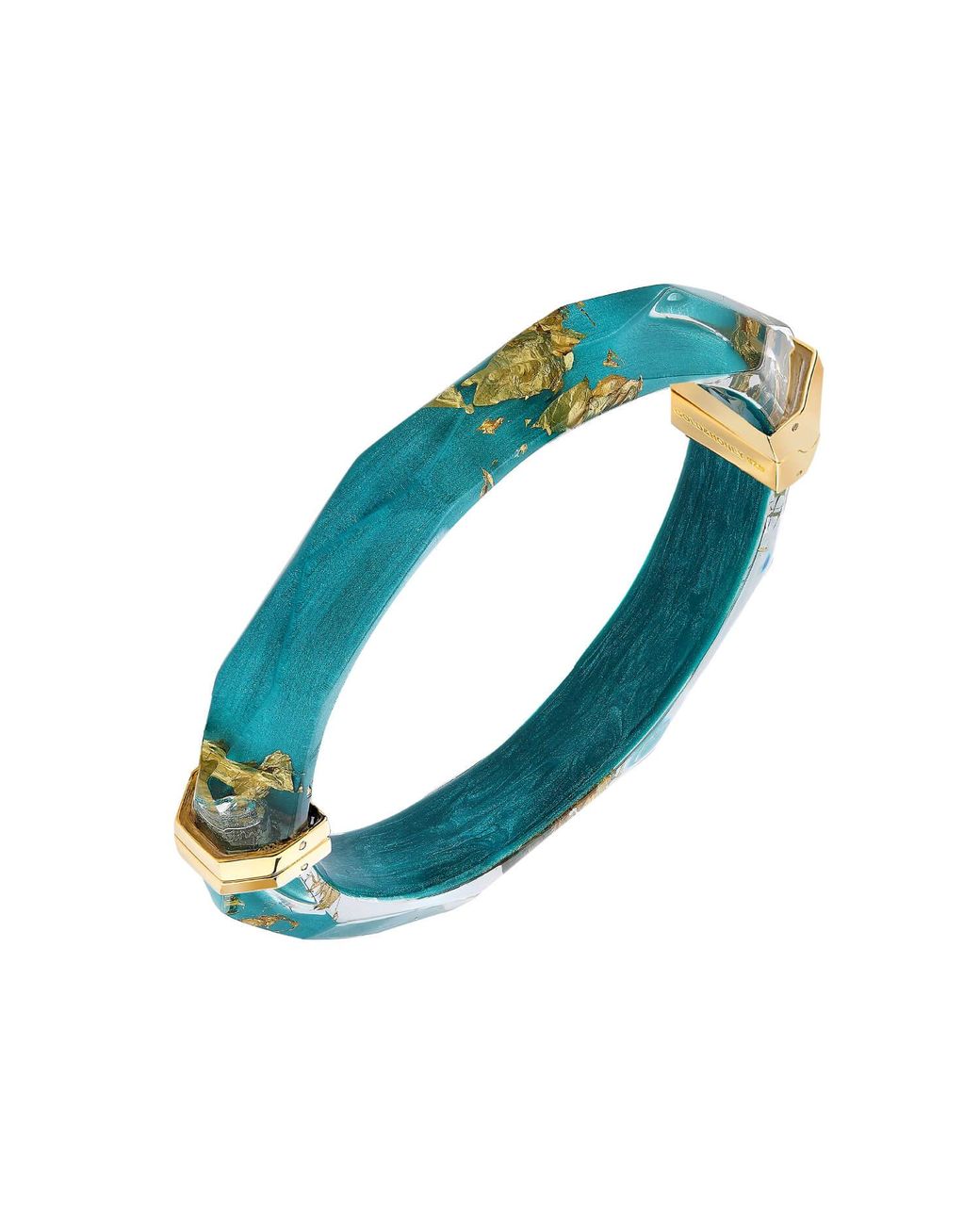 Gold & Honey Blue 24K Leaf Lucite Bangle