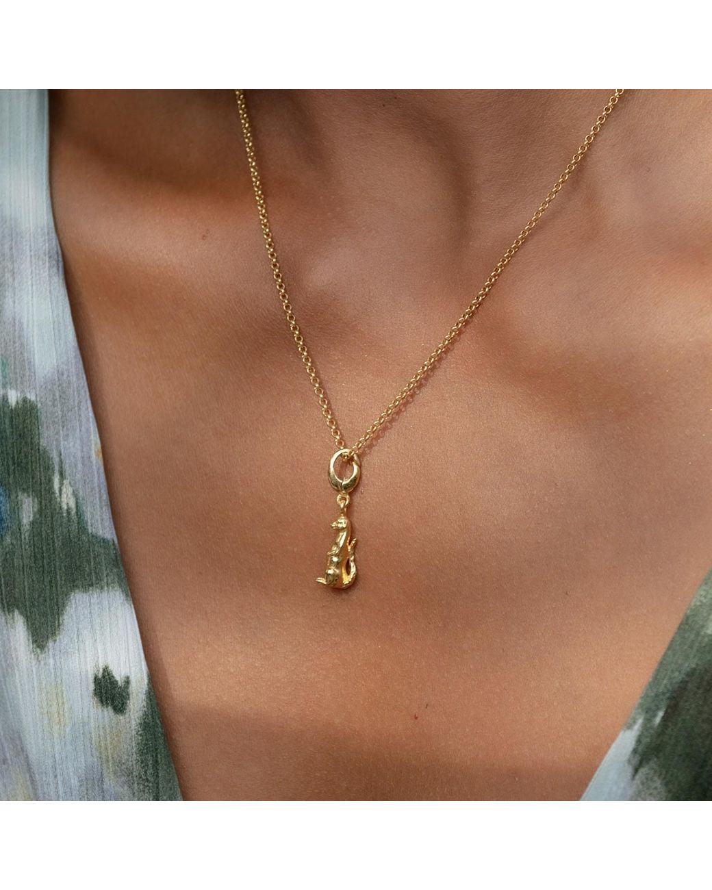 Lily Charmed Metallic Plated Meerkat Charm Necklace