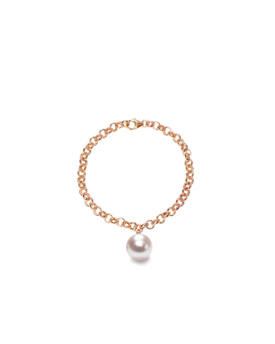 Ora Pearls Metallic Magna Gold Chain Bracelet Xxl White Pearl