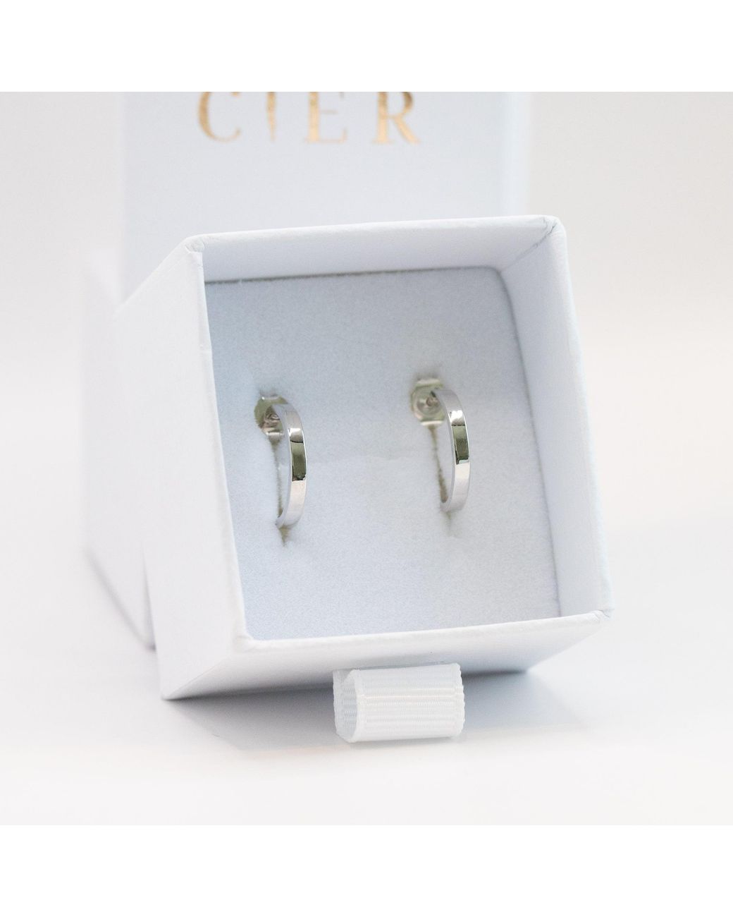 Cier White Small Hoop Earrings