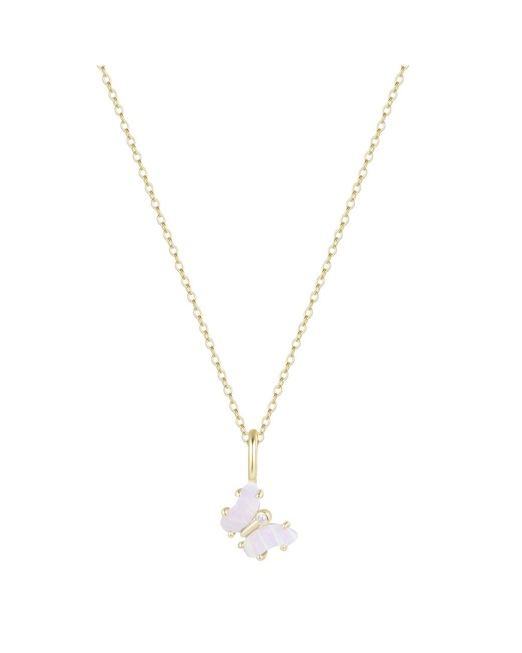 KAMARIA Metallic Mini Opal Butterfly Charm Necklace