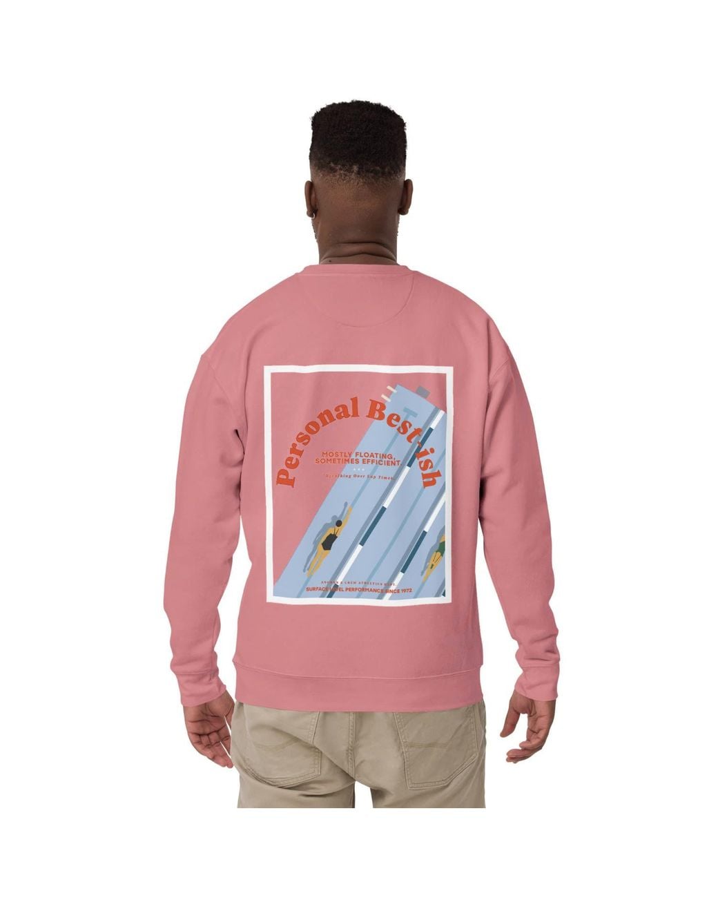 Anchor and Crew Pink Rose Personal Best-Ish Swimming Club League Organic Cotton Sweatshirt for men