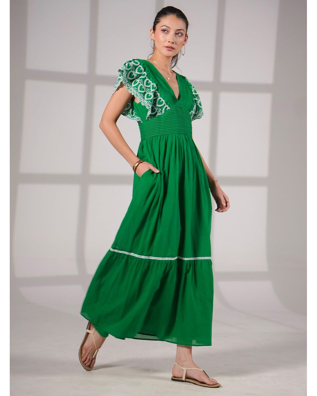 Rose & Nancy Green Eleanor Cotton Maxi Dress