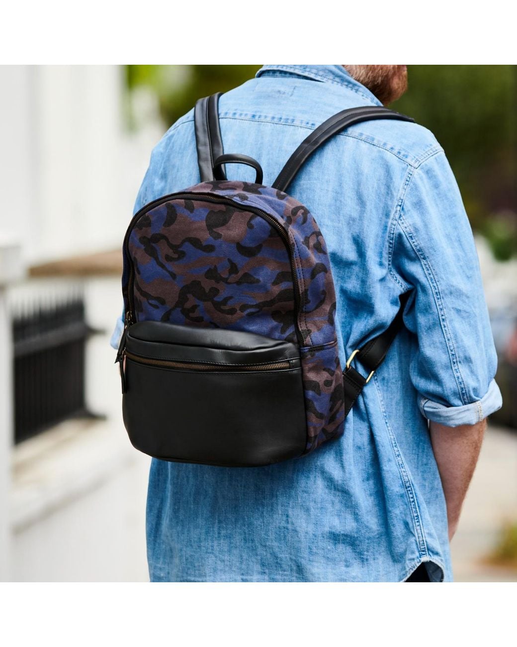 VIDA VIDA Black Camo And Leather Backpack - Camo