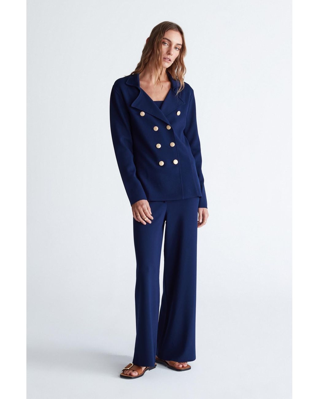 Peraluna Blue Katherine Standard Cut Knit Blazer