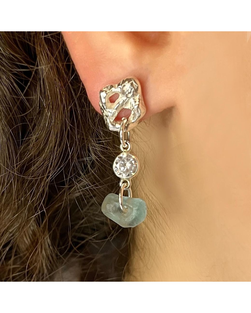 Bio-Trimmings Green Harriot Cubic Zirconia Earrings