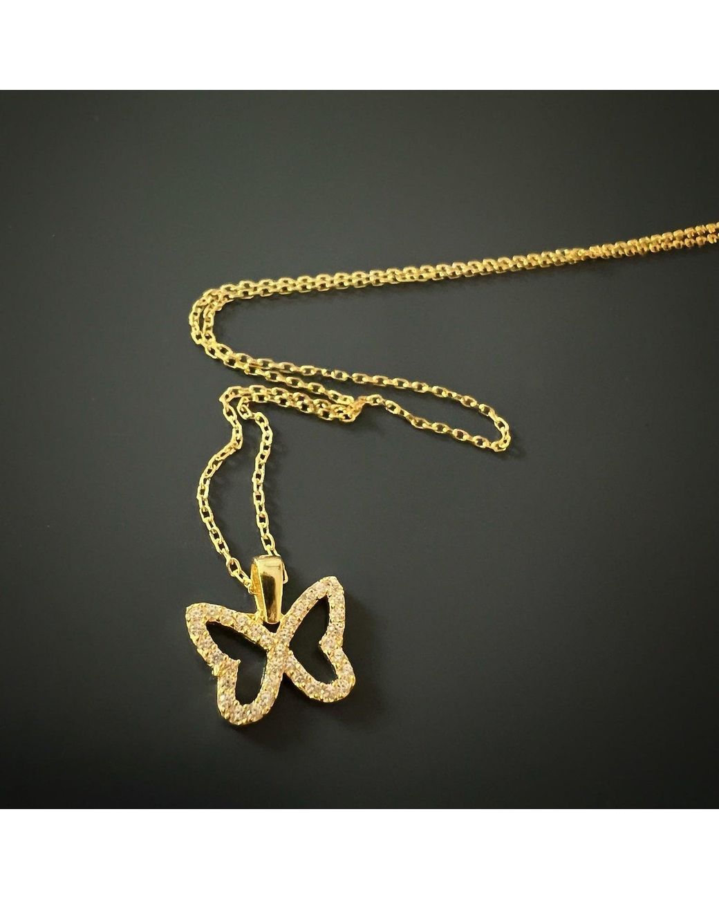 Ebru Jewelry Metallic Sparkly Butterfly Necklace
