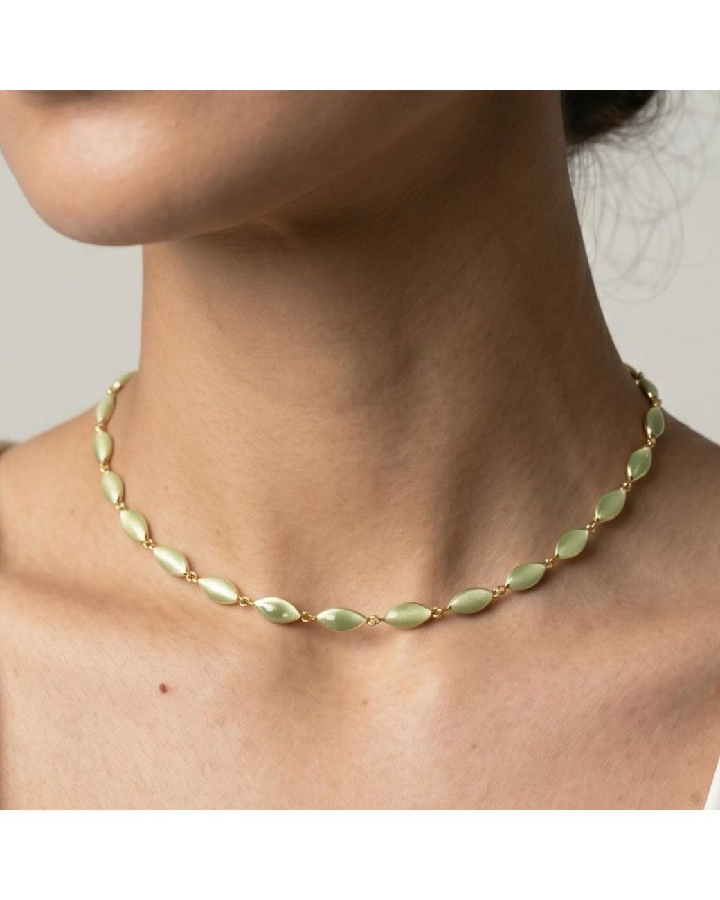 Uchi and Soto Metallic Nekomeishi Cats Eye Necklace