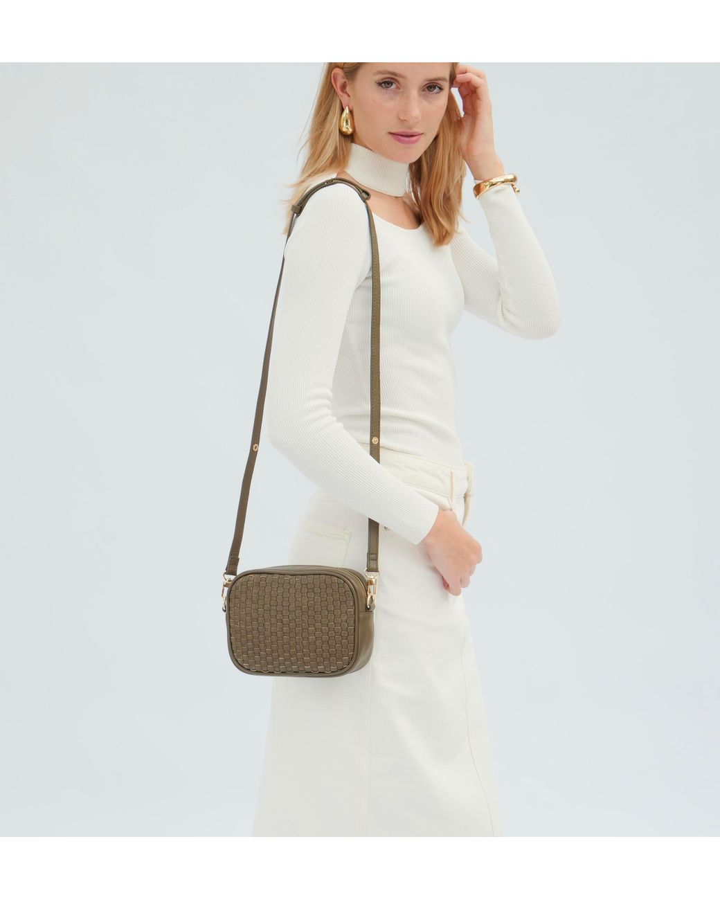 Apatchy London Green The Penelope Woven Leather Camera Bag